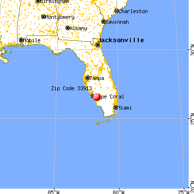Fort Myers, FL (33913) map from a distance
