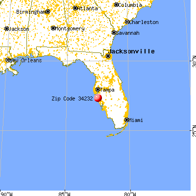 Fruitville, FL (34232) map from a distance