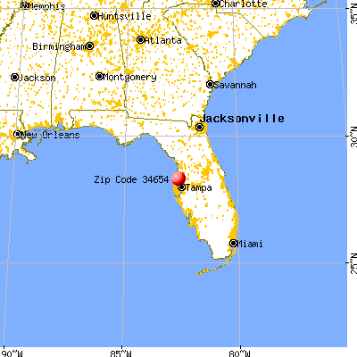 Moon Lake, FL (34654) map from a distance