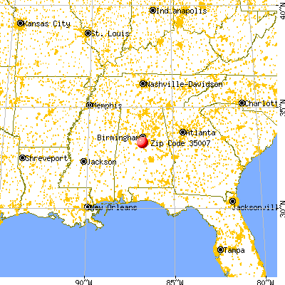 Alabaster, AL (35007) map from a distance
