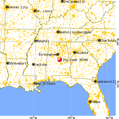 Clanton, AL (35046) map from a distance