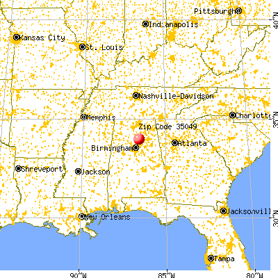 Cleveland, AL (35049) map from a distance