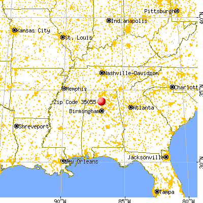 Cullman, AL (35055) map from a distance