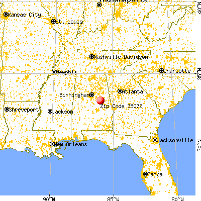 Hollins, AL (35072) map from a distance