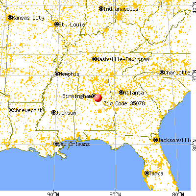 Harpersville, AL (35078) map from a distance
