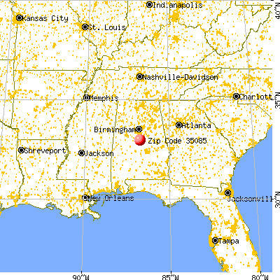 Jemison, AL (35085) map from a distance