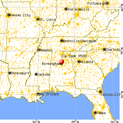 Kimberly, AL (35091) map from a distance
