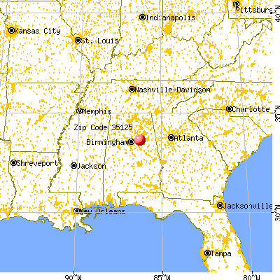 Pell City, AL (35125) map from a distance