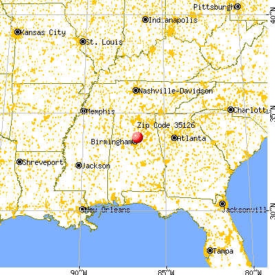 Pinson, AL (35126) map from a distance