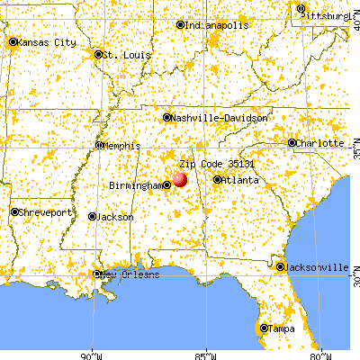 Ragland, AL (35131) map from a distance