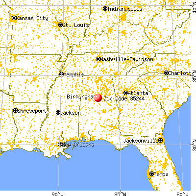 Hoover, AL (35244) map from a distance