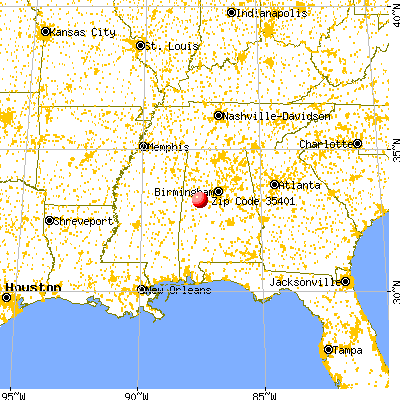 Tuscaloosa, AL (35401) map from a distance