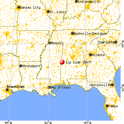 Panola, AL (35477) map from a distance