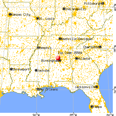 Sipsey, AL (35584) map from a distance