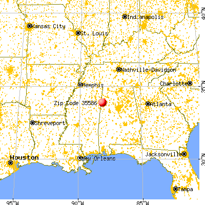 Sulligent, AL (35586) map from a distance