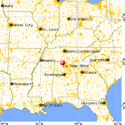 Athens, AL (35614) map from a distance