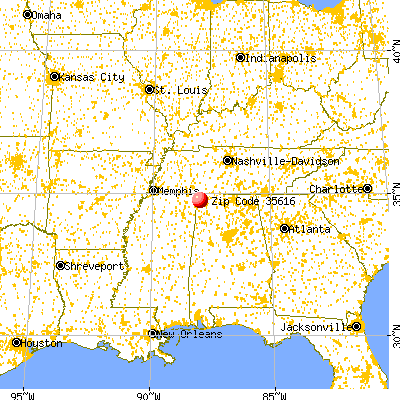 Cherokee, AL (35616) map from a distance