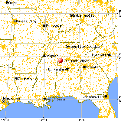 Russellville, AL (35653) map from a distance