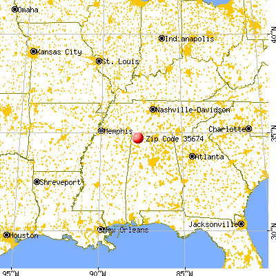 Tuscumbia, AL (35674) map from a distance