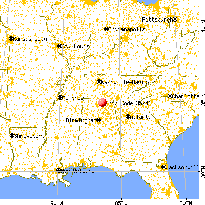 Huntsville, AL (35741) map from a distance