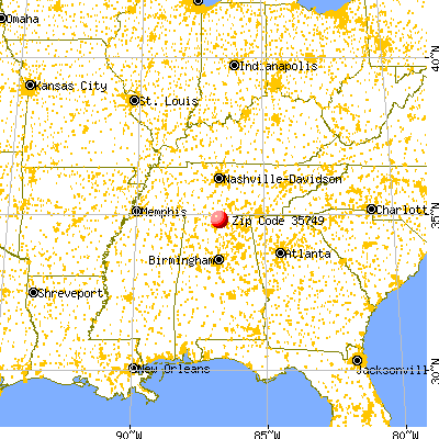Harvest, AL (35749) map from a distance