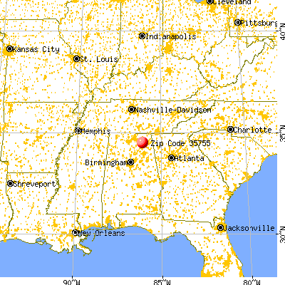 Langston, AL (35755) map from a distance