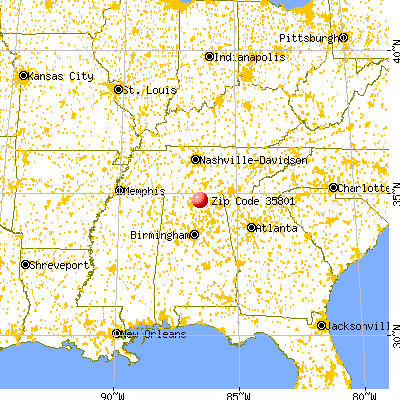 Huntsville, AL (35801) map from a distance