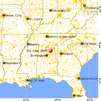 Boaz, AL (35957) map from a distance