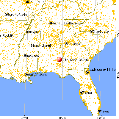 Clayton, AL (36016) map from a distance