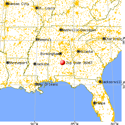 Prattville, AL (36067) map from a distance