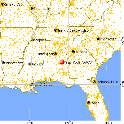 Tallassee, AL (36078) map from a distance