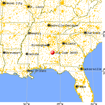 Redland, AL (36093) map from a distance