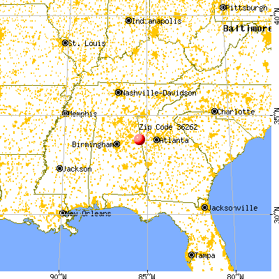 Edwardsville, AL (36262) map from a distance