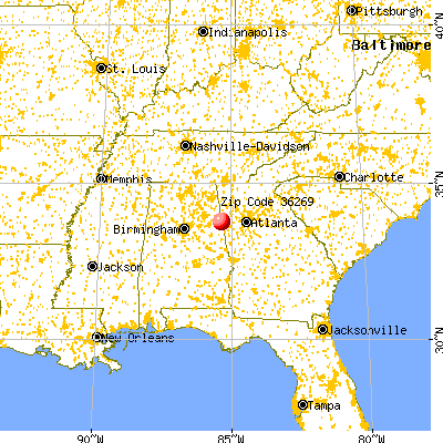 Edwardsville, AL (36269) map from a distance