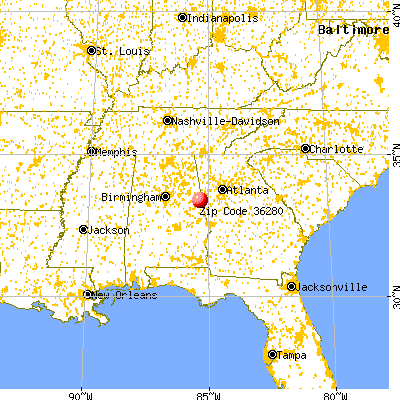 Morrison Crossroads, AL (36280) map from a distance