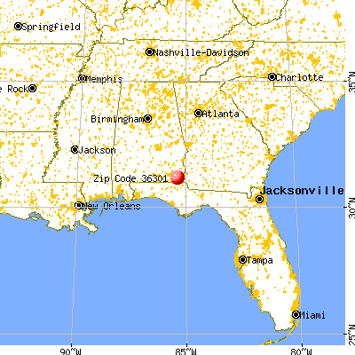 Dothan, AL (36301) map from a distance