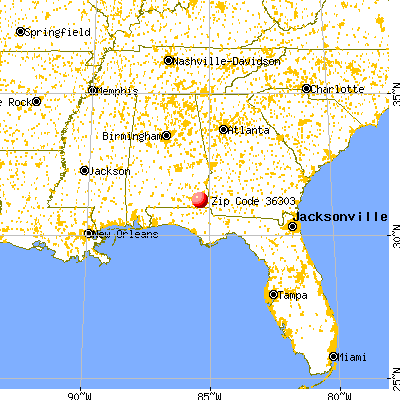 Dothan, AL (36303) map from a distance