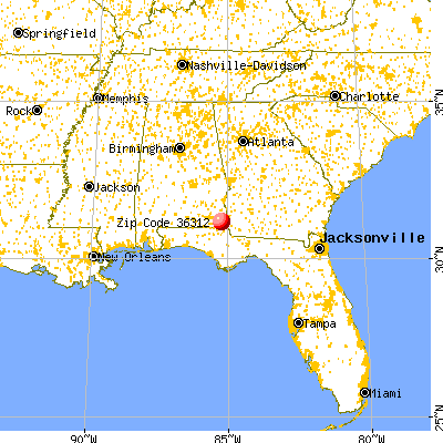 Ashford, AL (36312) map from a distance