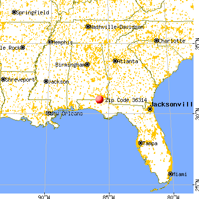 Black, AL (36314) map from a distance