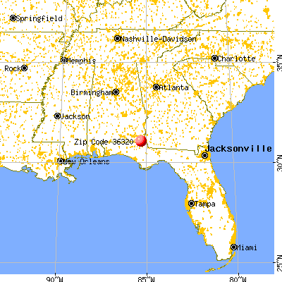 Cottonwood, AL (36320) map from a distance