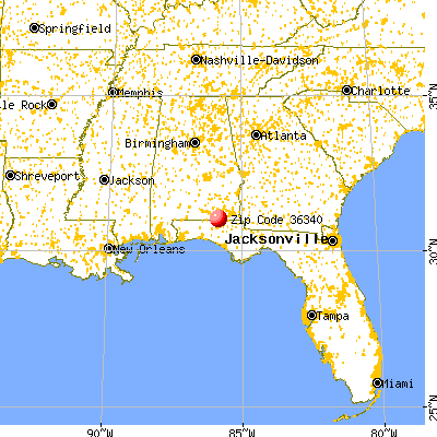 Geneva, AL (36340) map from a distance