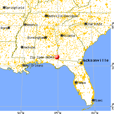 Gordon, AL (36343) map from a distance