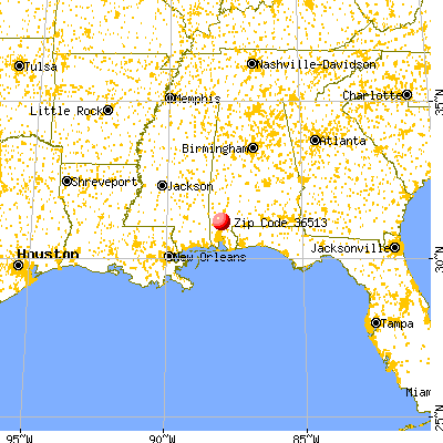 Calvert, AL (36513) map from a distance