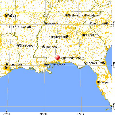 Chunchula, AL (36521) map from a distance