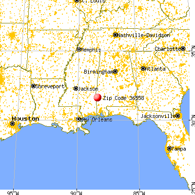 Millry, AL (36558) map from a distance