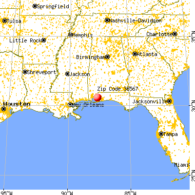 Robertsdale, AL (36567) map from a distance