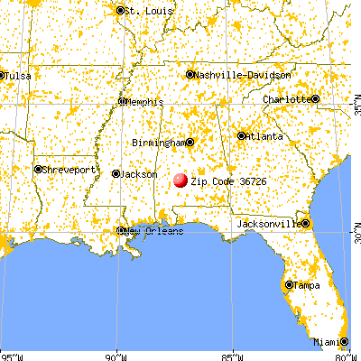 Camden, AL (36726) map from a distance
