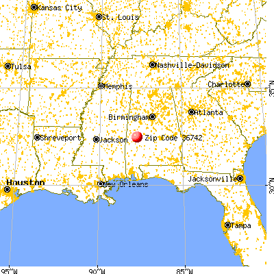 Demopolis, AL (36742) map from a distance