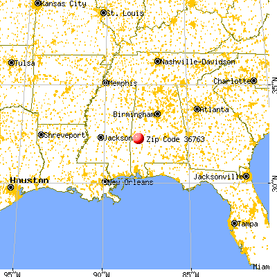 Myrtlewood, AL (36763) map from a distance
