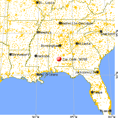 Pine Apple, AL (36768) map from a distance